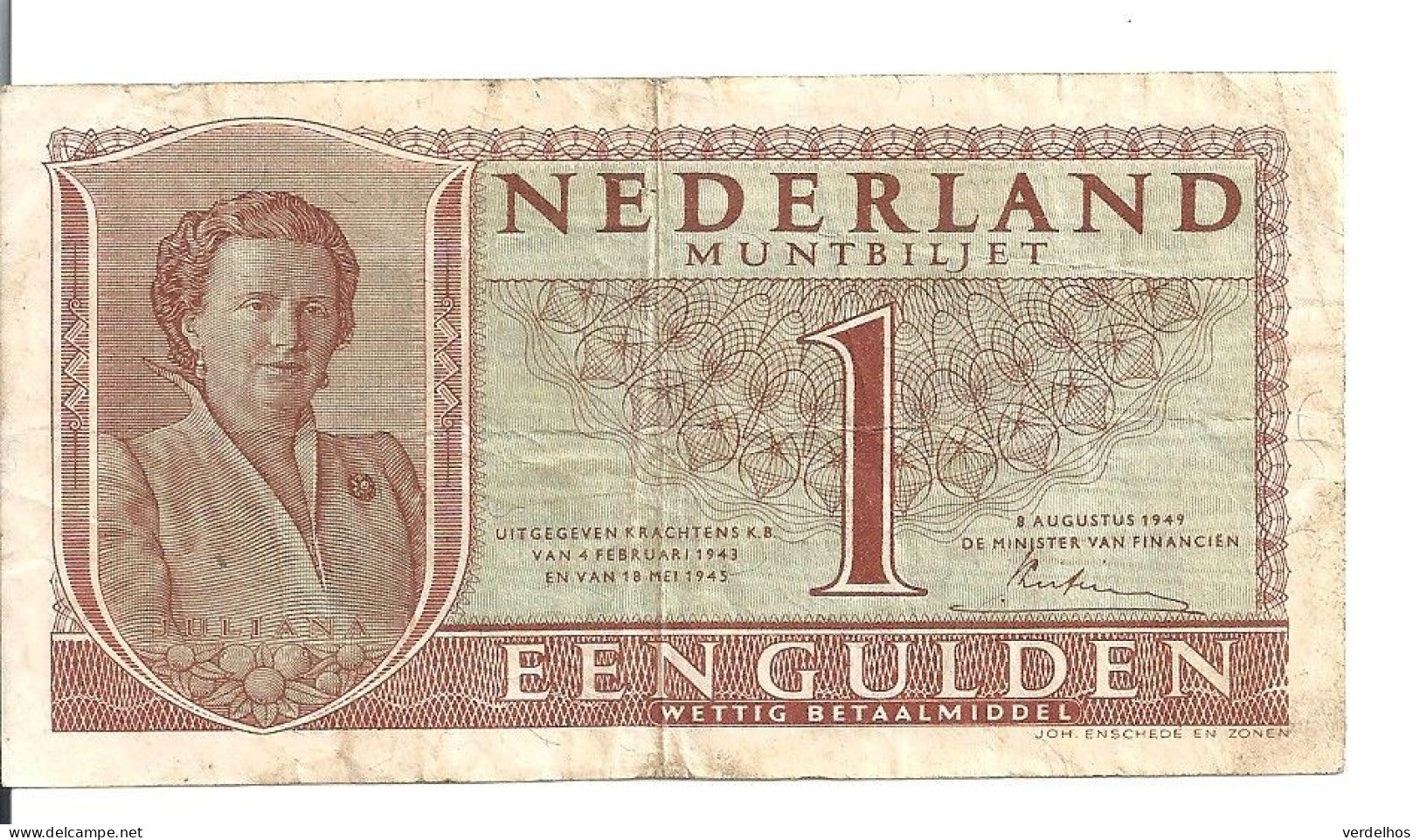 PAYS-BAS 1 GULDEN 1949 VF P 72 - 1 Florín Holandés (gulden)