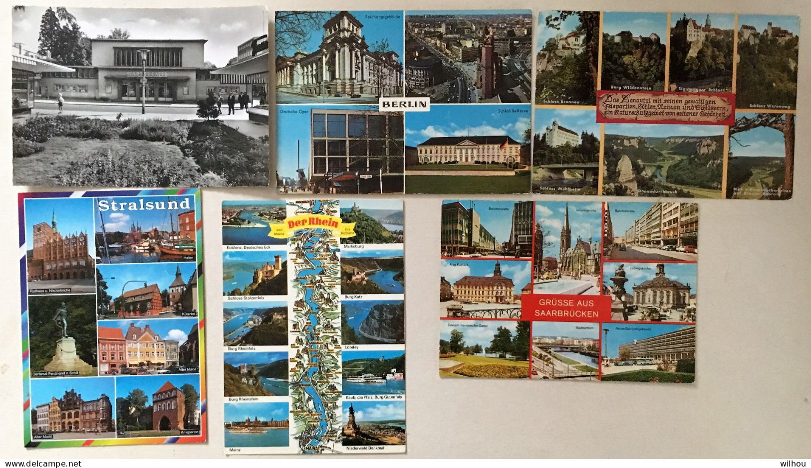 LOT DE 6 CARTES DIFF REGIONS ALLEMAGNE  AVEC 7 TIMBRES OBLITERES * - Collections & Lots