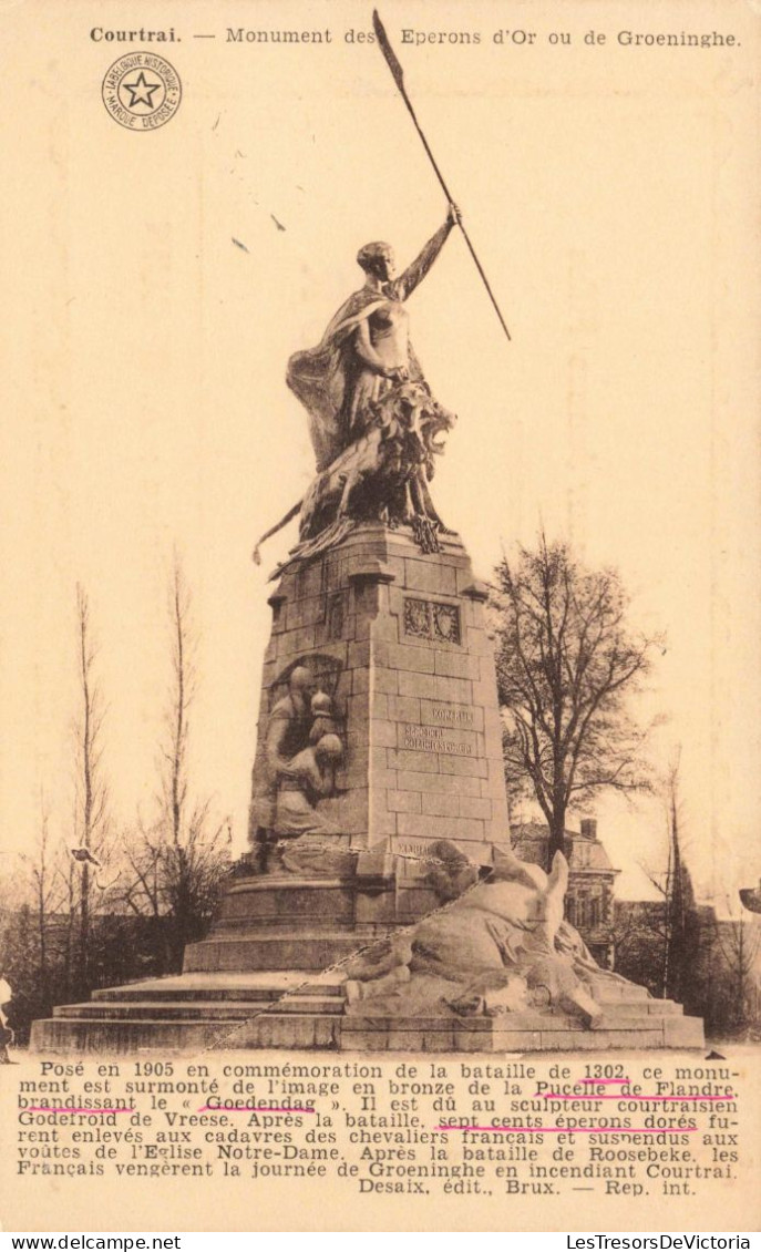 BELGIQUE - Courtrai - Monument Des Éperons D'or Ou De Groeninghe  - Carte Postale Ancienne - Kortrijk