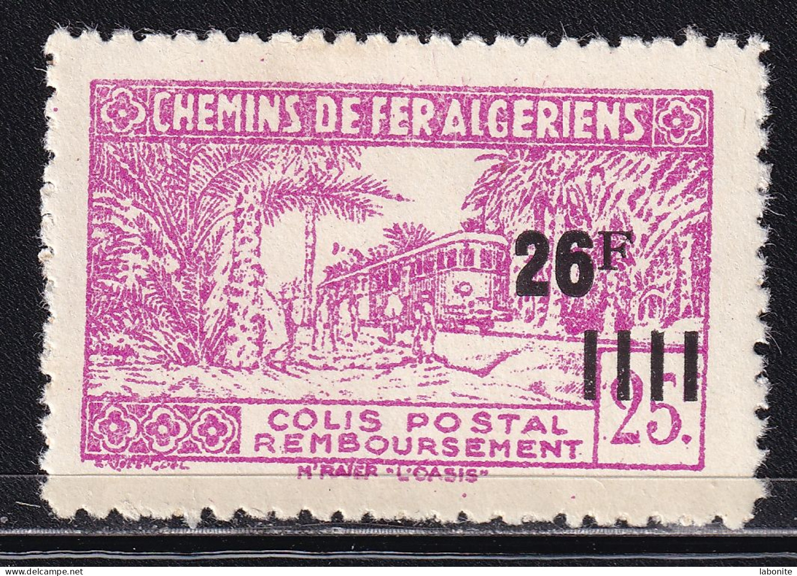 France-Algérie Colis Postal  YT 181  Maury 188a Surcharge "Contrôle Des Recettes" Absente + Surcharge "26F" Décalée. Neu - Paketmarken