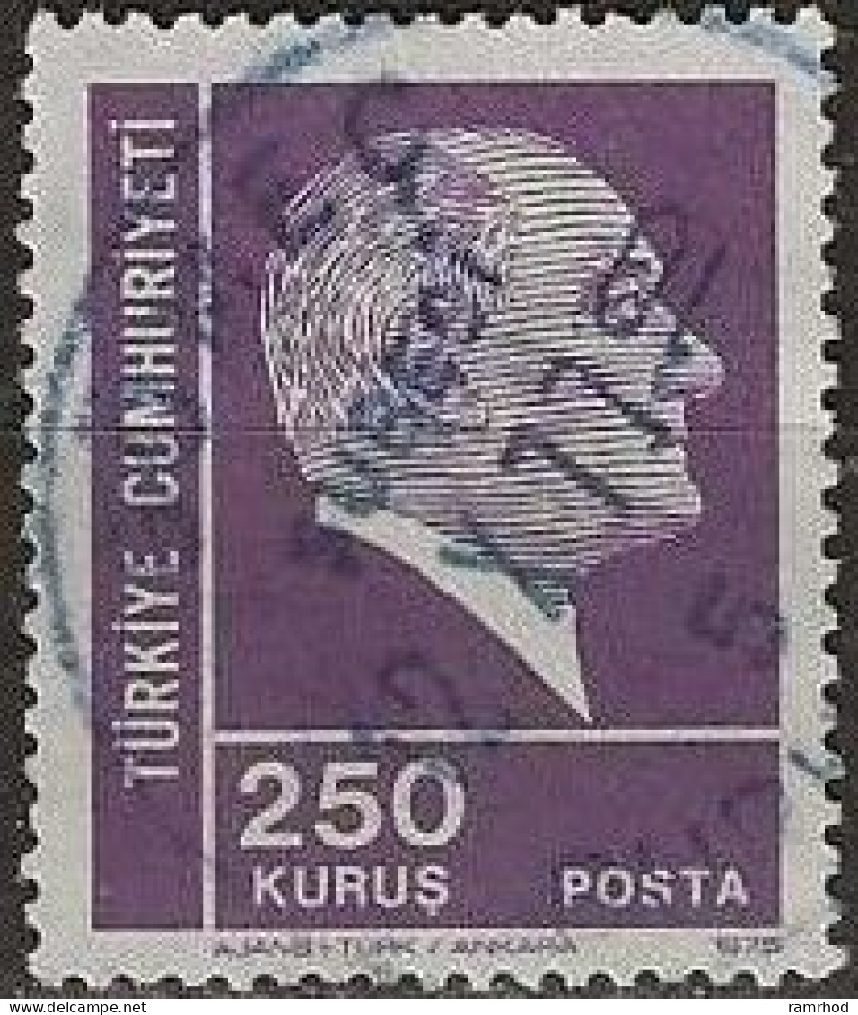 TURKEY 1972 Kemal Ataturk - 250k. - Lilac On Pink FU - Gebraucht