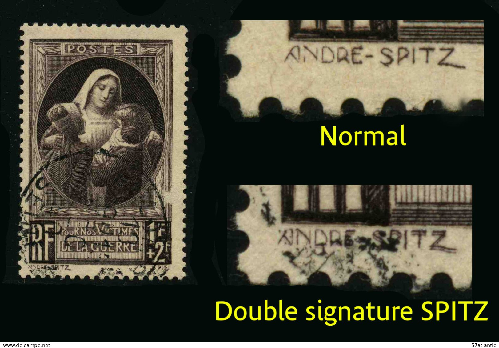 FRANCE - VARIETE - YT 465a - DOUBLE SIGNATURE SPITZ - 1 TIMBRE OBLITERE - Oblitérés