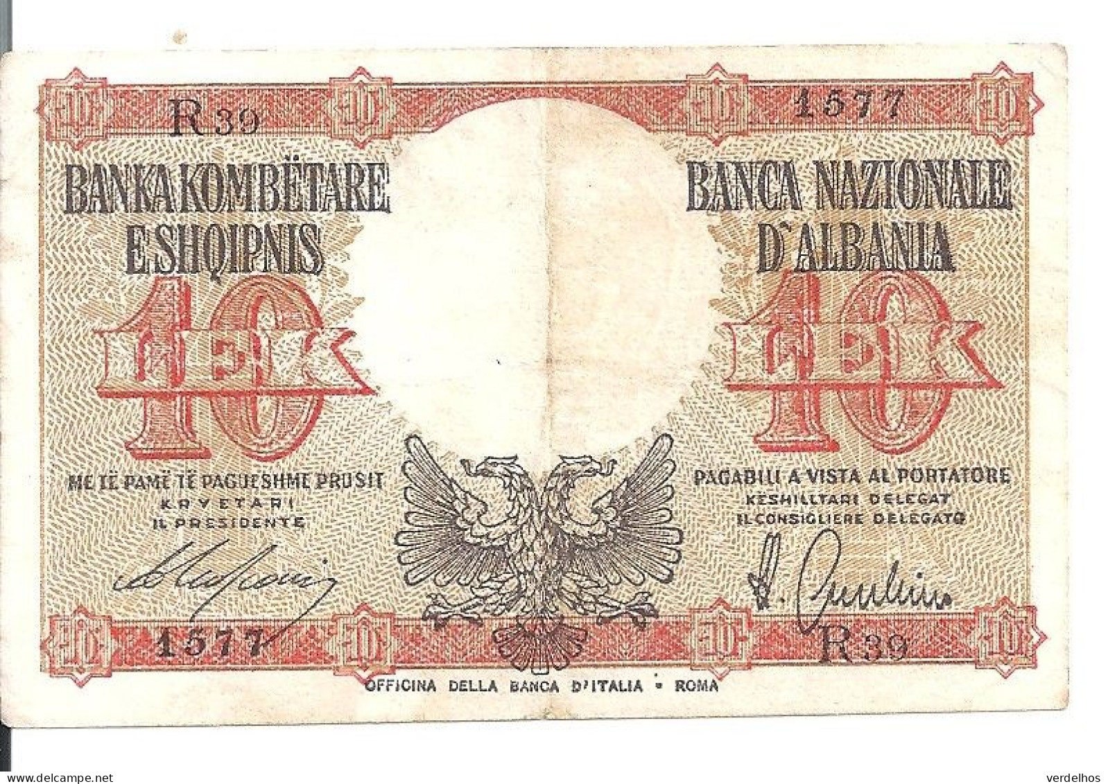 ALBANIE 10 LEK ND1940 VF P 11 - Albanie