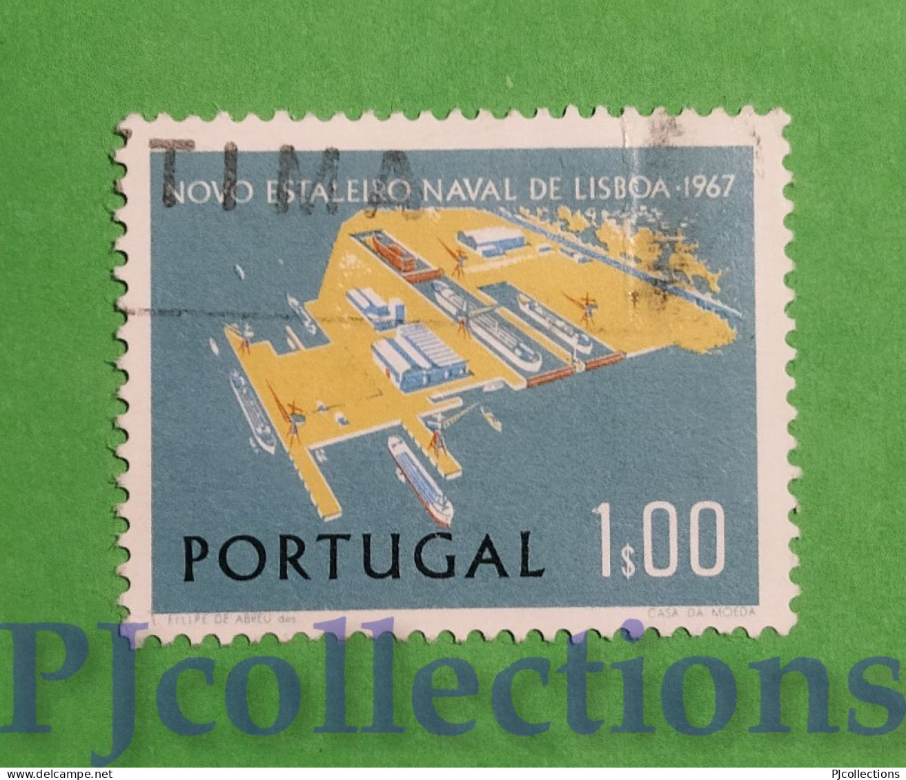 S511 - PORTOGALLO - PORTUGAL 1967 CANTIERE NAVALE - SHIPYARD 1e USATO - USED - Oblitérés