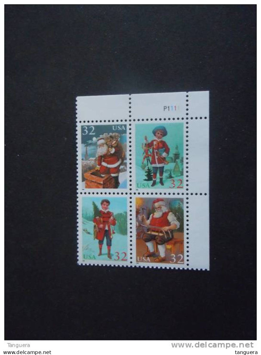 USA Etats-Unis D'Amerique United States 1995 Chistmas Sc 3004-3007 Yv 2450-2453 MNH ** Planche P111 - Plaatnummers