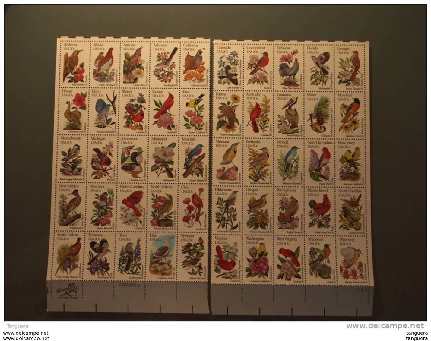 USA Etats-Unis D'Amerique United States 1982 Birds Vogels Oiseaux 2 X 25  Yv  1382-1431 MNH ** - Feuilles Complètes