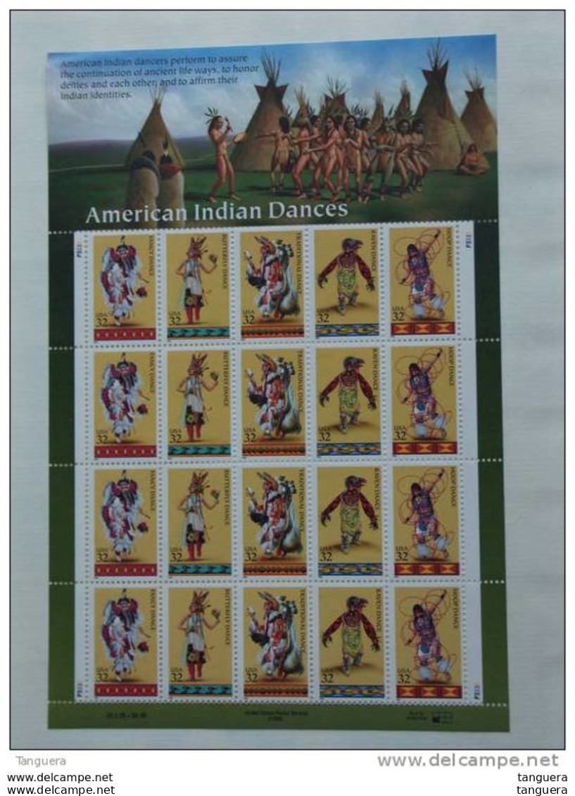 USA Etats-Unis D'Amerique United States 1996 Indian Dances Danses Indiennes Sheet Yv 2517-2521 MNH ** - Feuilles Complètes