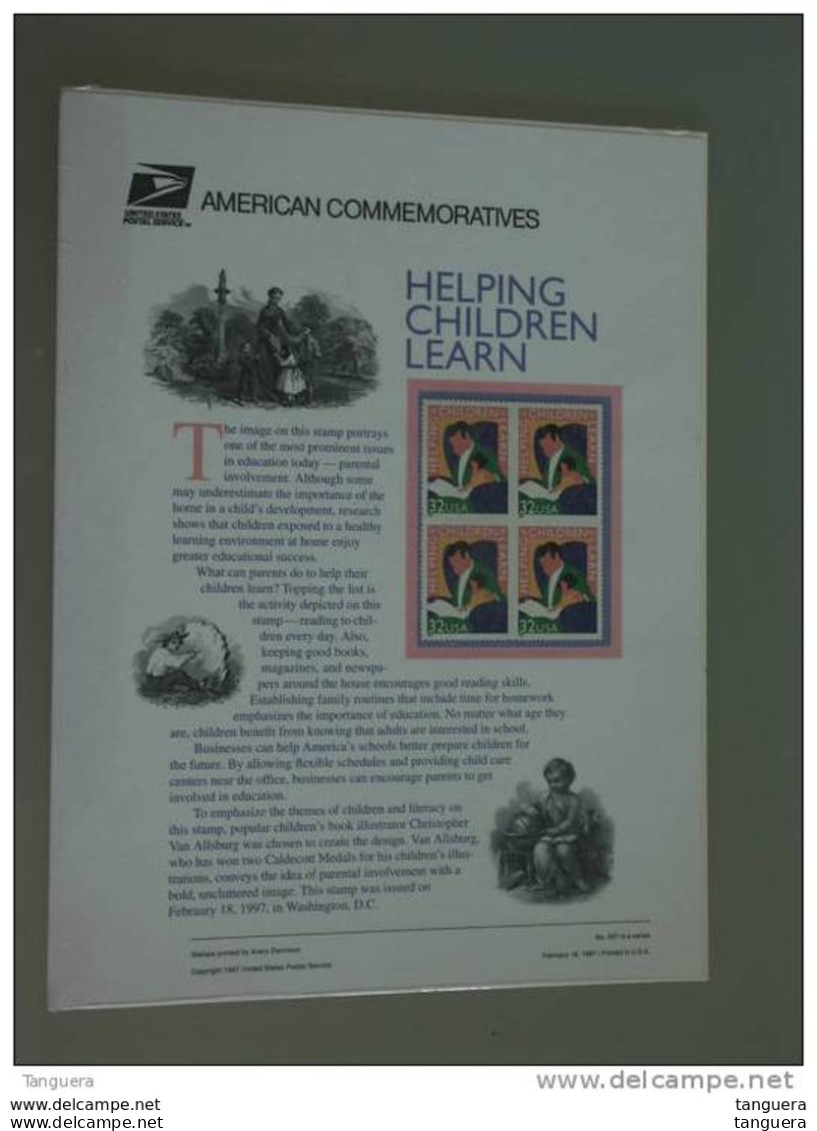 USA Etats-Unis United States American Commemoratives Panel 1997 N° 507 Helping Children Lear - Souvenirs & Special Cards