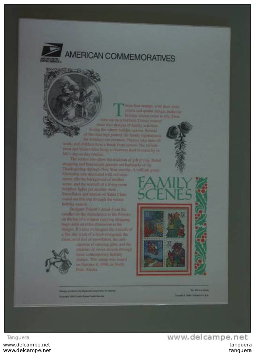 USA Etats-Unis United States American Commemoratives Panel 1996 N° 500 Family Scenes Christmas - Cartes Souvenir