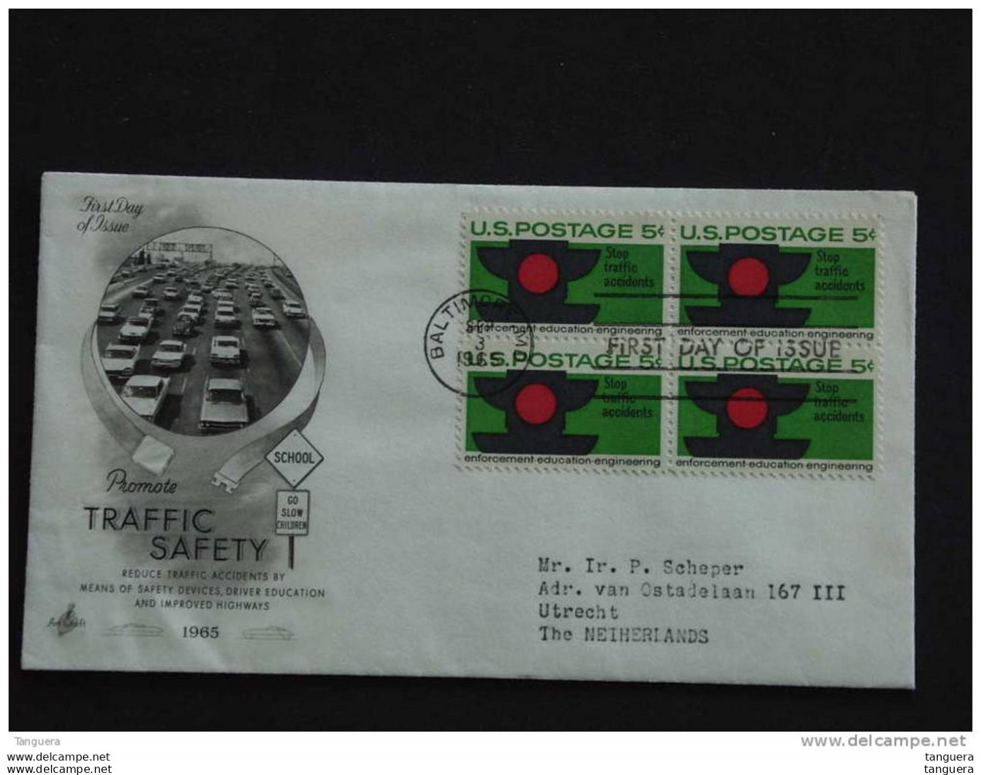 USA Etats-Unie United States 1965 Sept 3 FDC Sécurite Du Trafic Automobile Trafficsafety Auto Block Of 4 Yv 789 Sc 1272 - 1961-1970