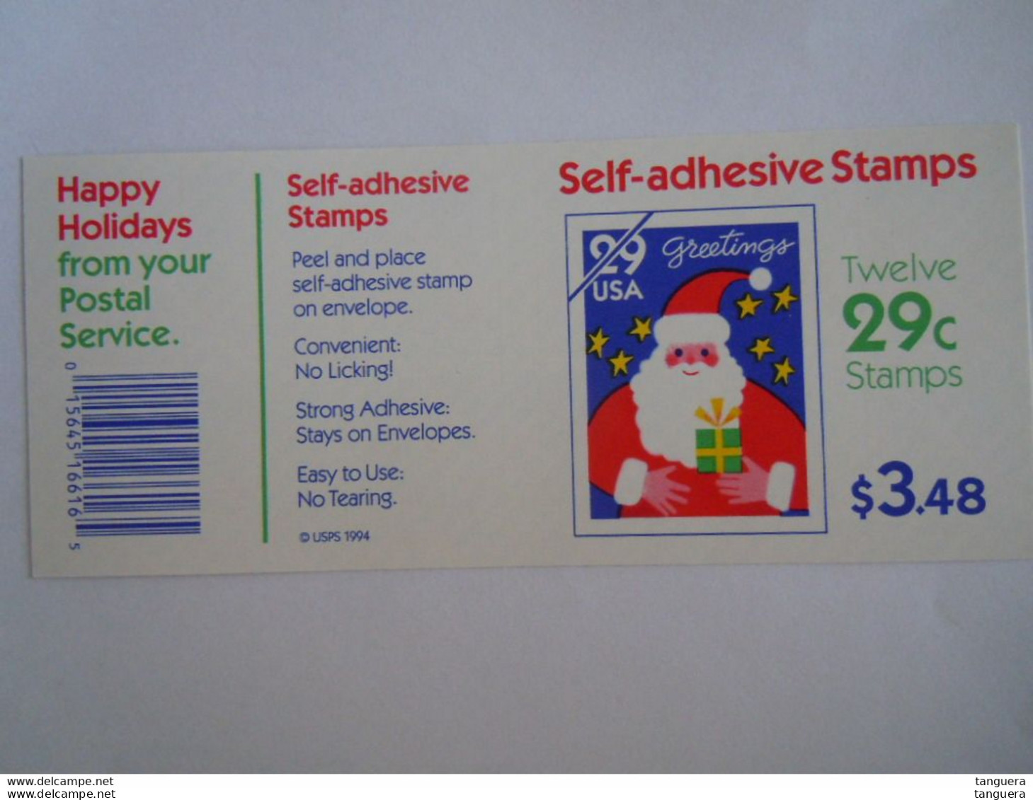 USA Etats-Unis United States 1994 Greetings Santa Claus Sc 2873 Yv C2289 2289 MNH ** Carnet Booklet Pane - 3. 1981-...