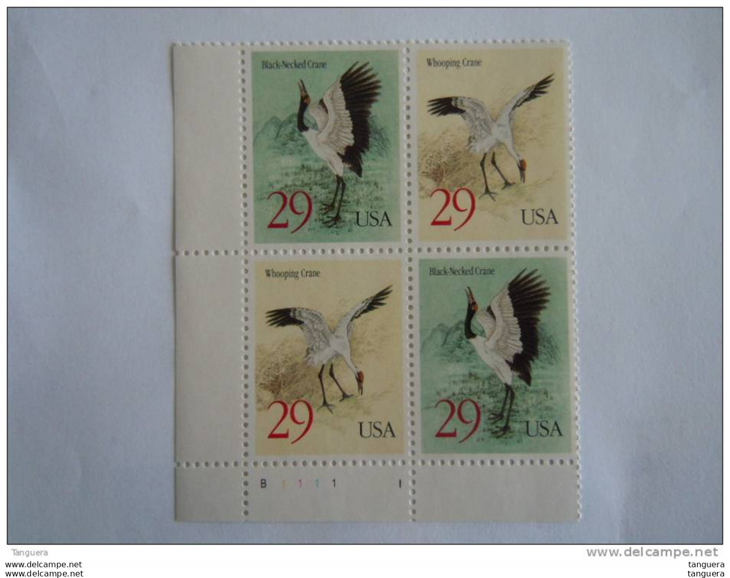 USA Etats-Unis D'Amerique United States 1994 Crane Grues Kraanvogels Oiseaux Bloc Of 4 Plate B 1111 Yv  2281-2282 MNH ** - Numero Di Lastre