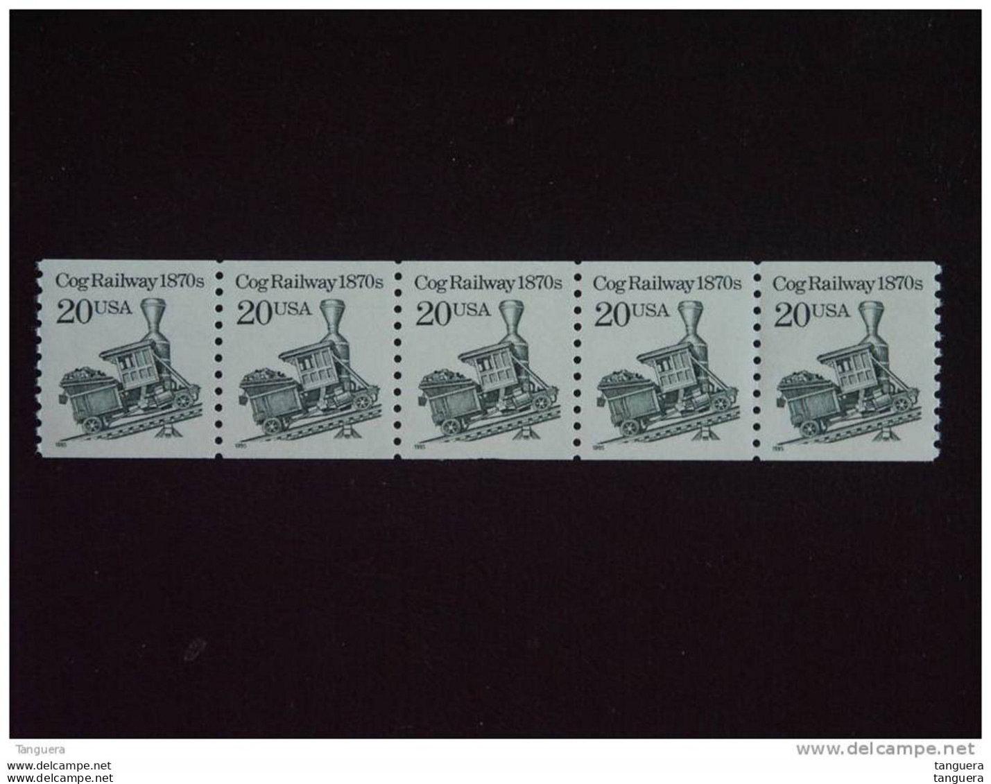 USA Verenigde Staten Etats-Unis D'Amerique United States 1995 Train à Crémaillère Timbre Roulette Rol 5x Yv 2357 MNH ** - Bandes & Multiples