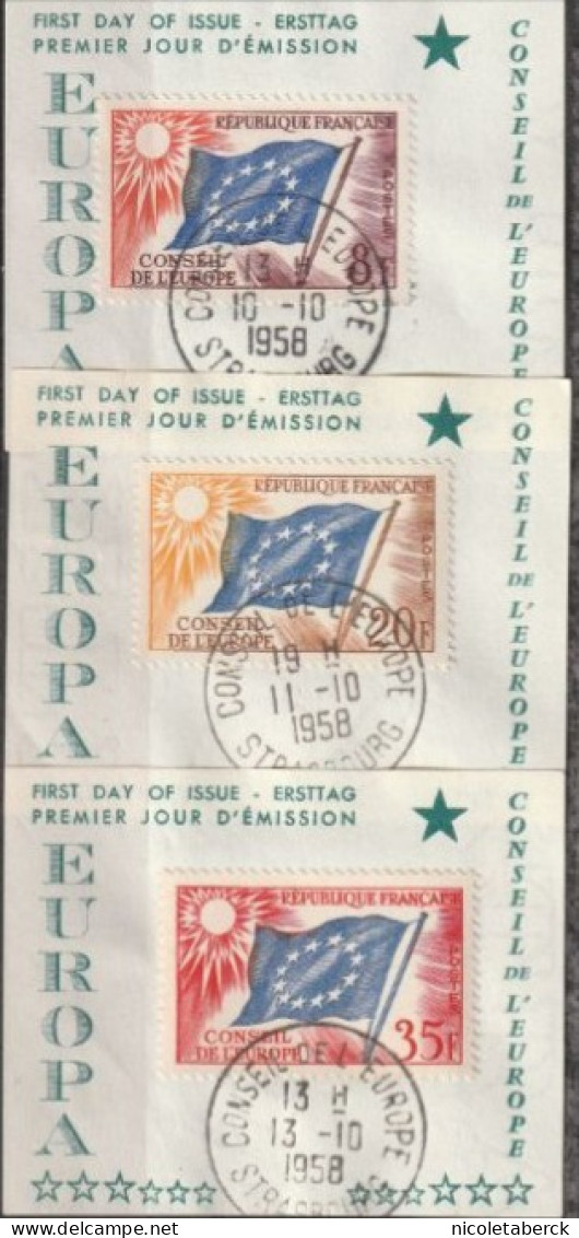 Europa Service, Vignette Porte Timbre Série Complète. N'existe Que Sur La 1er Tranche. - 1958