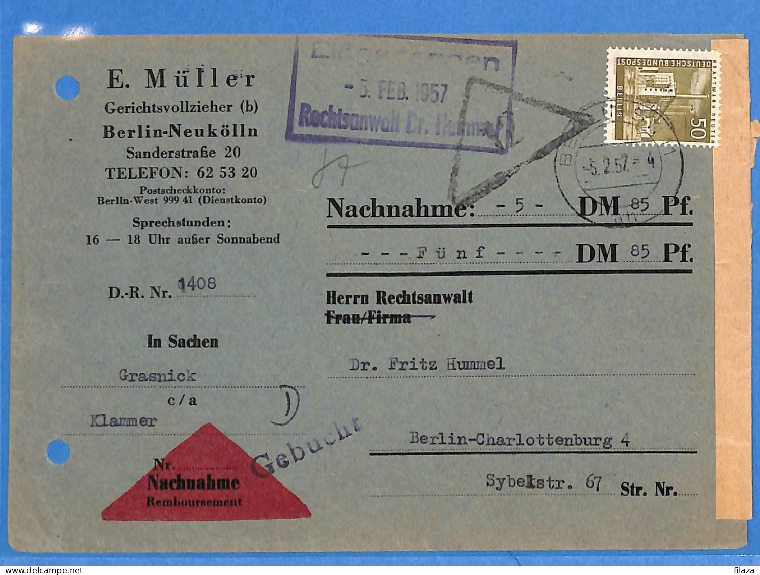 Berlin West 1957 Lettre De Berlin (G23510) - Briefe U. Dokumente