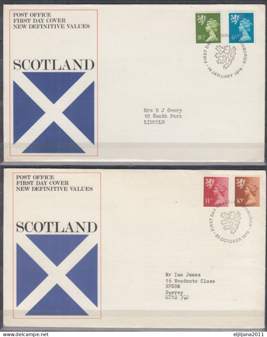 Action !! SALE !! 50 % OFF !! ⁕ GB 1976 QEII. ⁕ Regional Issue SCOTLAND New Definitives Values ⁕ 2 FDC Covers - Scotland