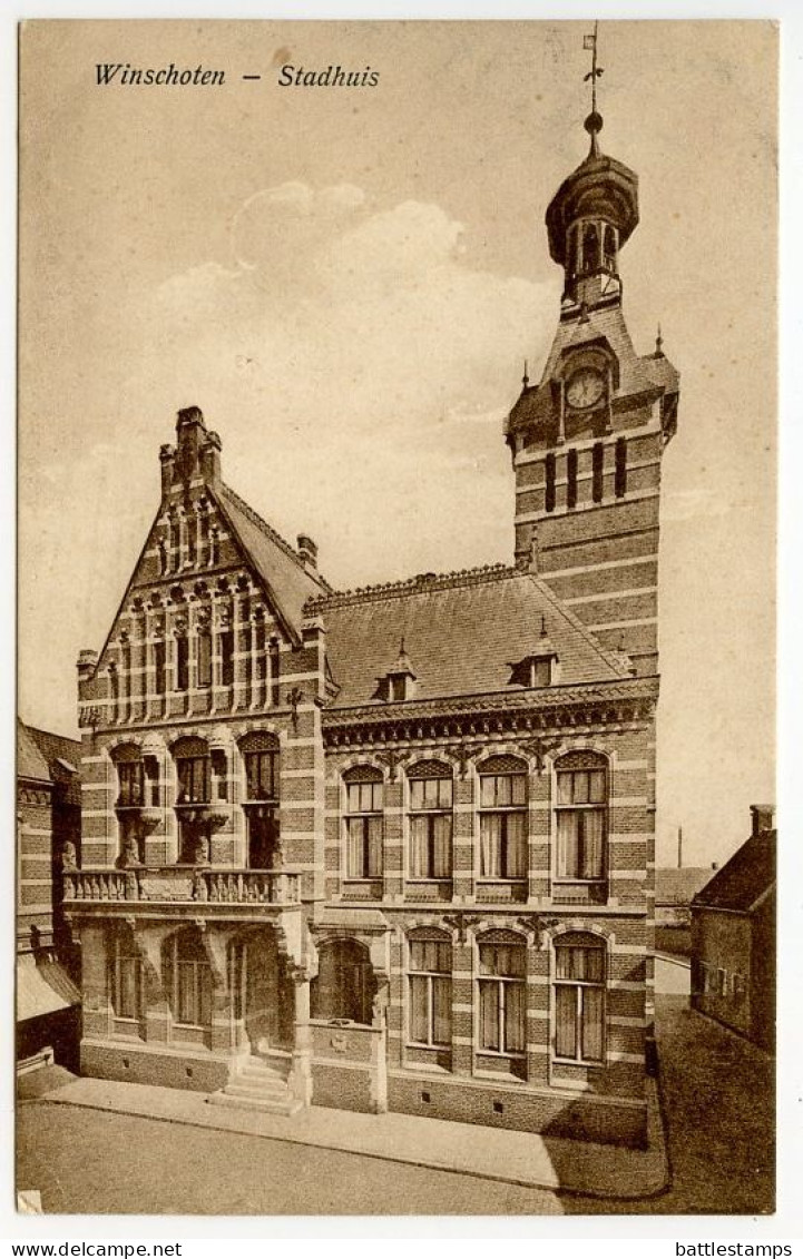 Netherlands 1932 Postcard - Winschoten - Stadhuis / City Hall; 2 1/2c. Gull Stamp - Winschoten