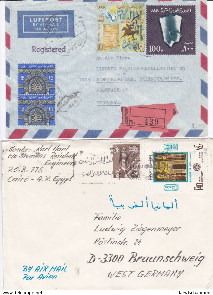 ÄGYPTEN - EGYPT - EGYPTIAN - EGITTO - ÄGYPTOLOGIE  - FLUGPOST - LUFTPOST - AIR MAIL 2  BRIEFE  FDC - Storia Postale