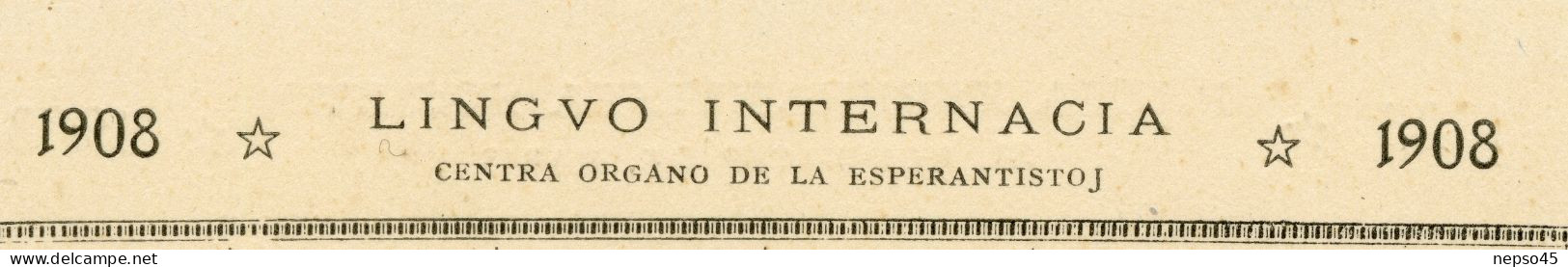 Calendrier Espérantiste.Espéranto.Année 1908.Presa Espérantista Sociéto 33 Rue Lacépède Paris. - Tamaño Pequeño : 1901-20