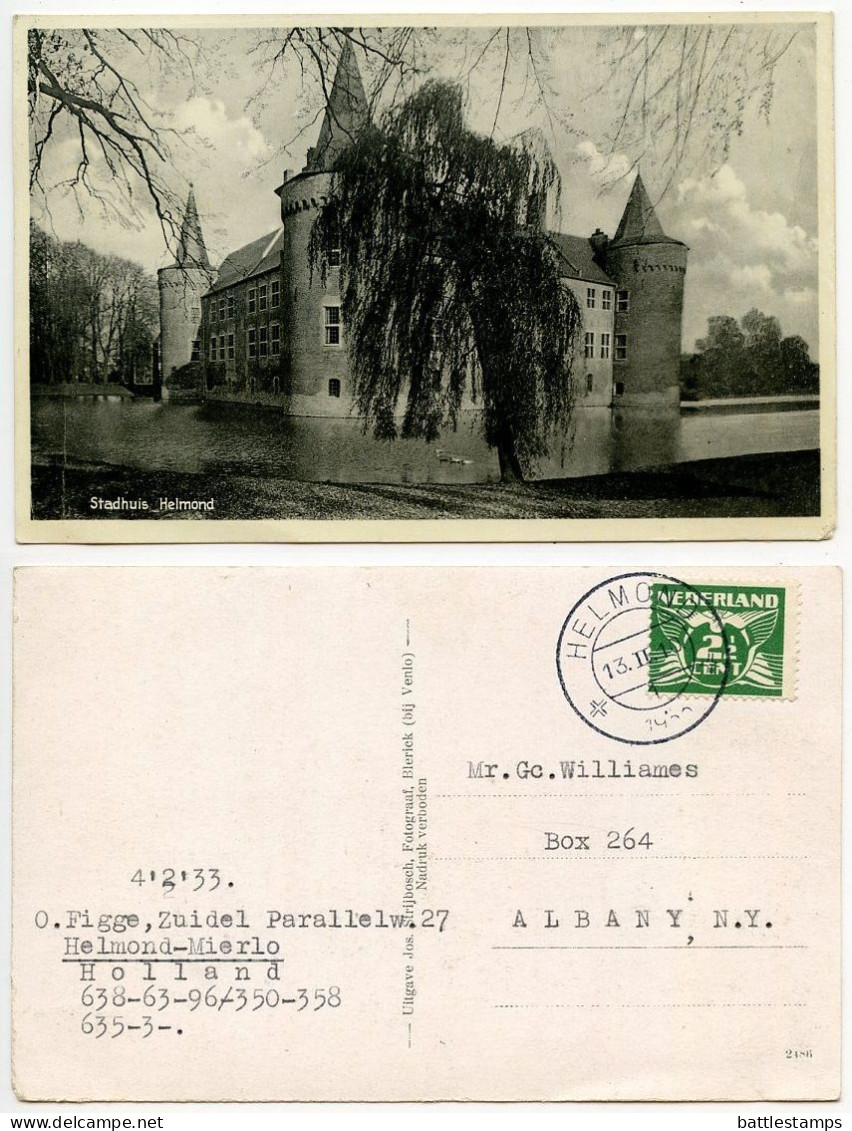 Netherlands 1933 Postcard - Stadhuis - Helmond / City Hall; 2 1/2c. Gull Stamp - Helmond