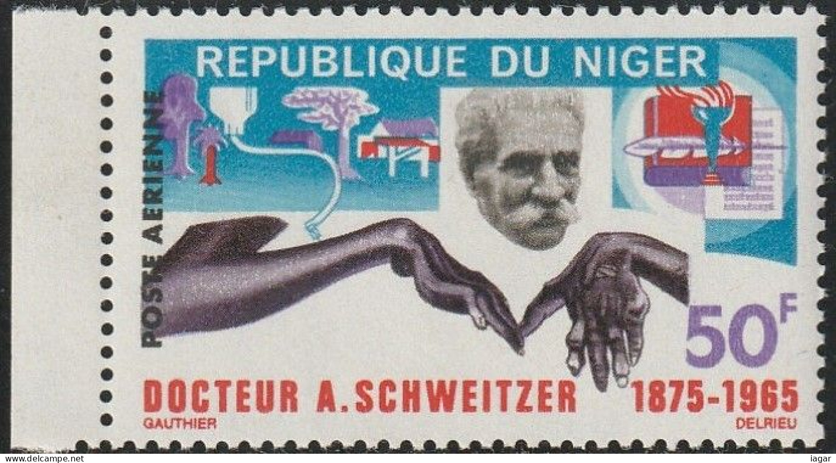THEMATIC FAMOUS PEOPLE:  ALBERT SCHWEITZER. ALLEGORIES RELATING TO HIS ACTIVITIES   -  NIGER - Albert Schweitzer