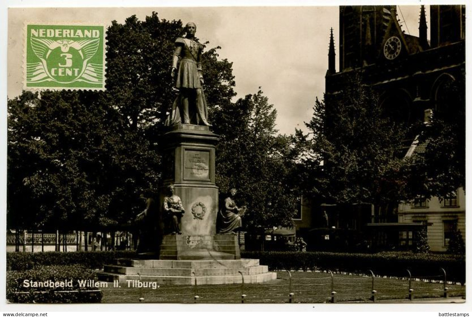 Netherlands 1932 RPPC Postcard - Standbeeld Willem II, Tilburg - Statue / Monument - Tilburg