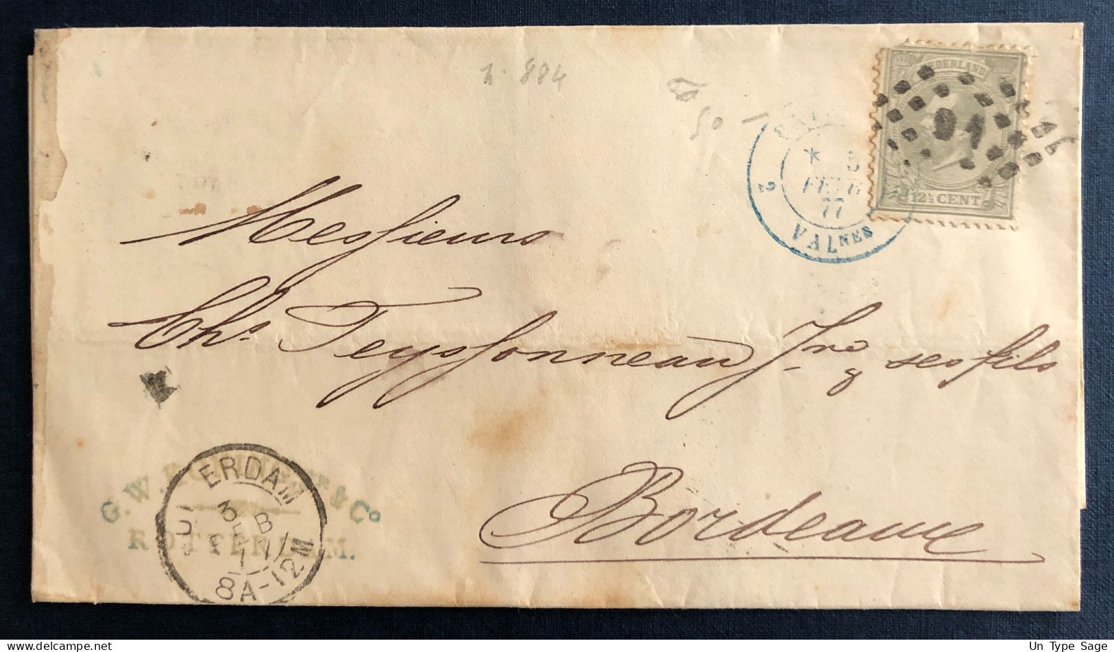 Pay-Bas, Divers Sur Lettre, ROTTERDAM 3.2.1877 Pour La France - (C023) - Cartas & Documentos