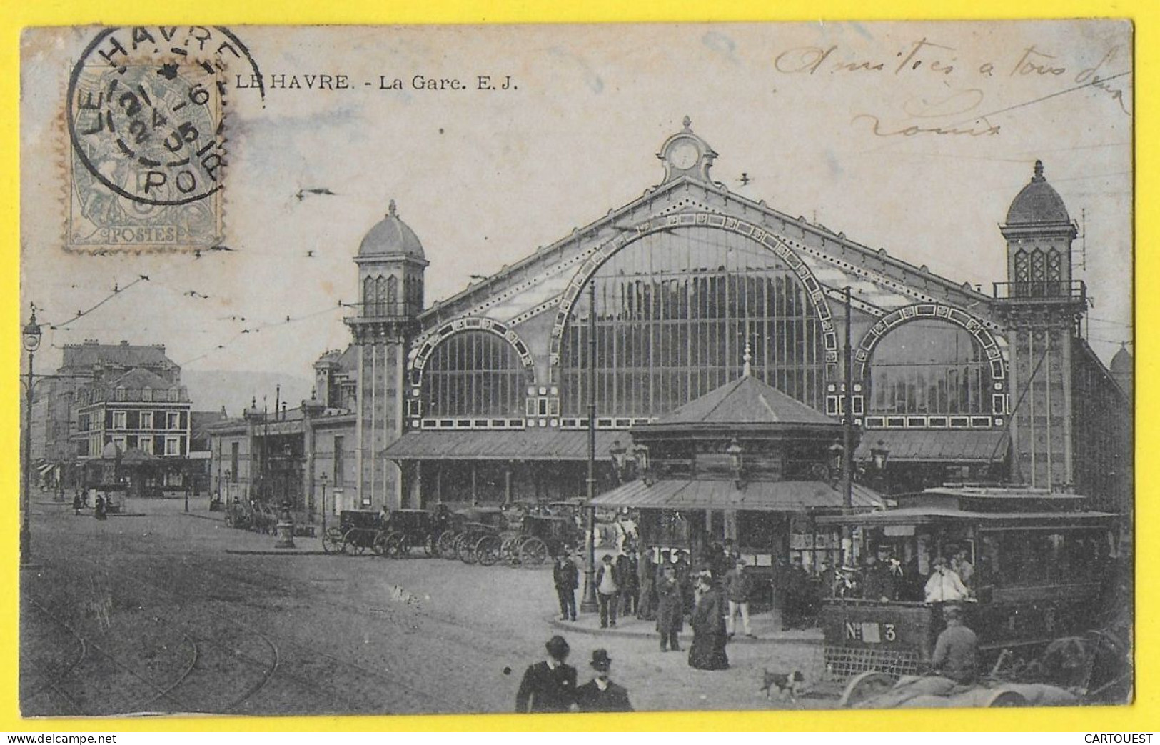 CPA LE HAVRE LA GARE 1905 Tramway Ligne N° 3 - Peu Commune - Station