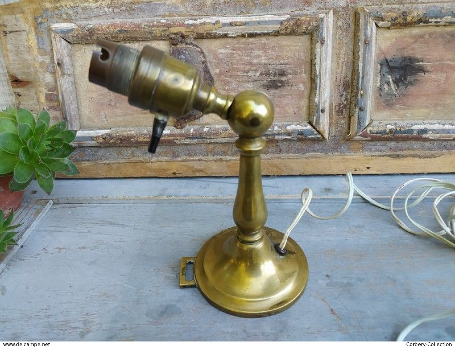 Ancienne Applique Pied De Lampe Laiton Inclinable Design. - Lantaarns & Kroonluchters