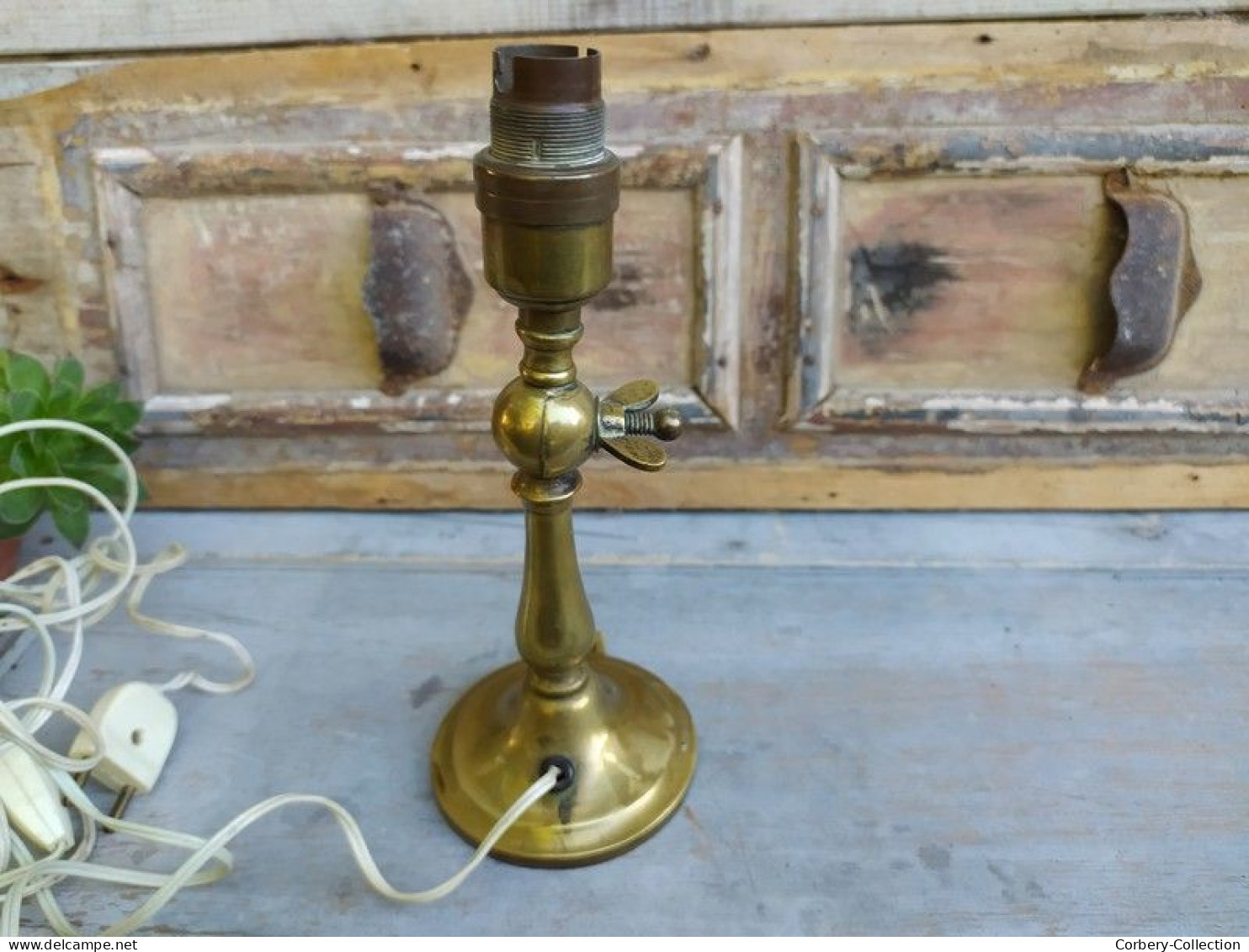 Ancienne Applique Pied de Lampe Laiton Inclinable Design.