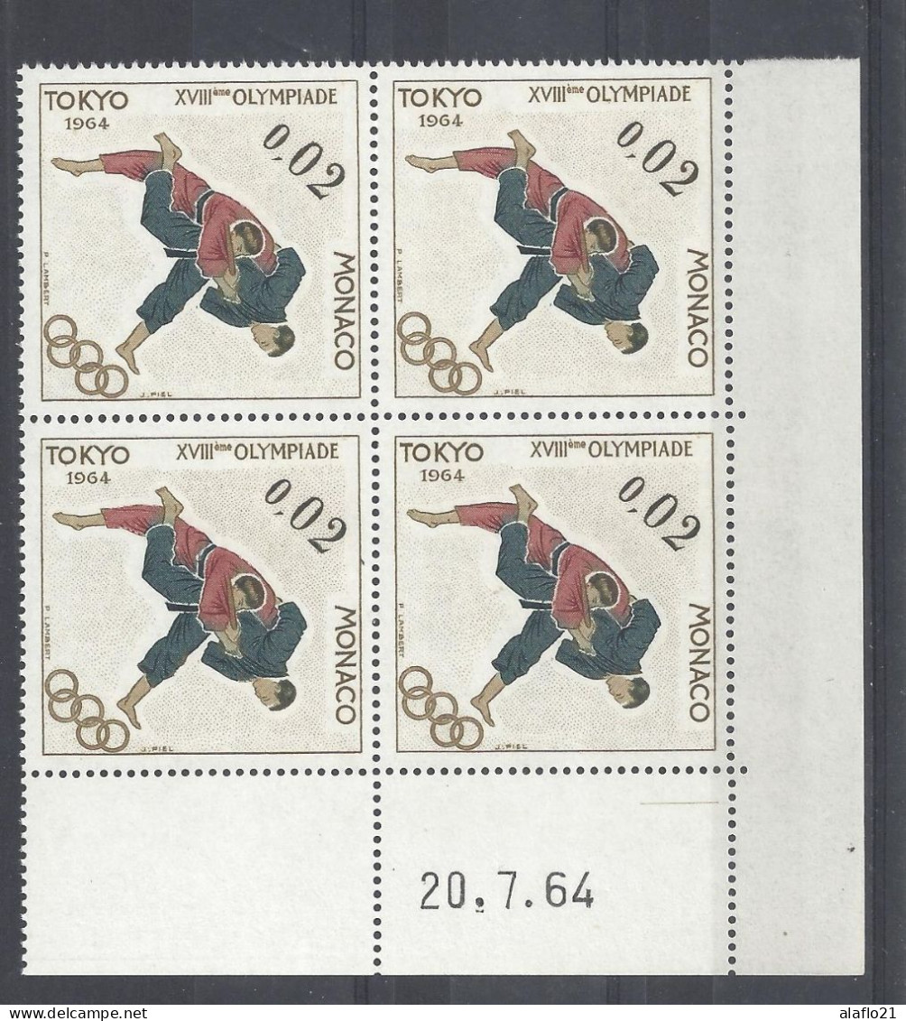 MONACO - N° 655 - JUDO - J.O. TOKYO - Bloc De 4 COIN DATE - NEUF SANS CHARNIERE - 20/7/64 - Ungebraucht