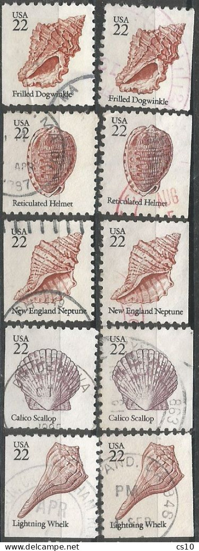 USA 1985 Shells - Cpl5v Set In Single Pieces  From Booklets - VFU - Tiras Cómicas & Múltiples