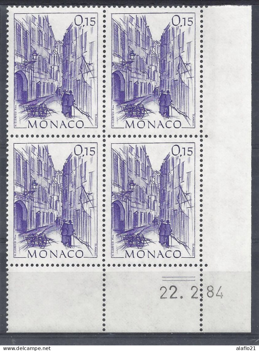 MONACO - N° 1406 - La RUE BASSE - Bloc De 4 COIN DATE - NEUF SANS CHARNIERE - 22/2/84 - Ungebraucht