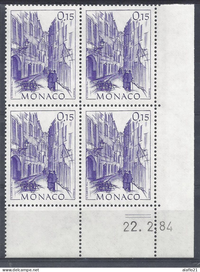 MONACO - N° 1406 - La RUE BASSE - Bloc De 4 COIN DATE - NEUF SANS CHARNIERE - 22/2/84 - Unused Stamps