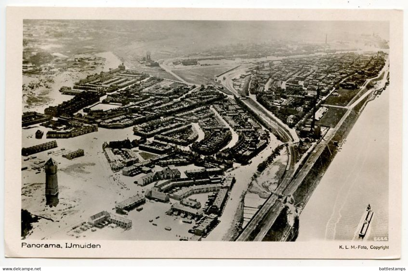 Netherlands Vintage RPPC Postcard - IJmuiden - Panorama / Aerial View - IJmuiden