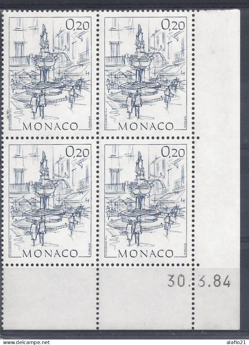 MONACO - N° 1407 - PLACE ST-NICOLAS - Bloc De 4 COIN DATE - NEUF SANS CHARNIERE - 30/3/84 - Ungebraucht