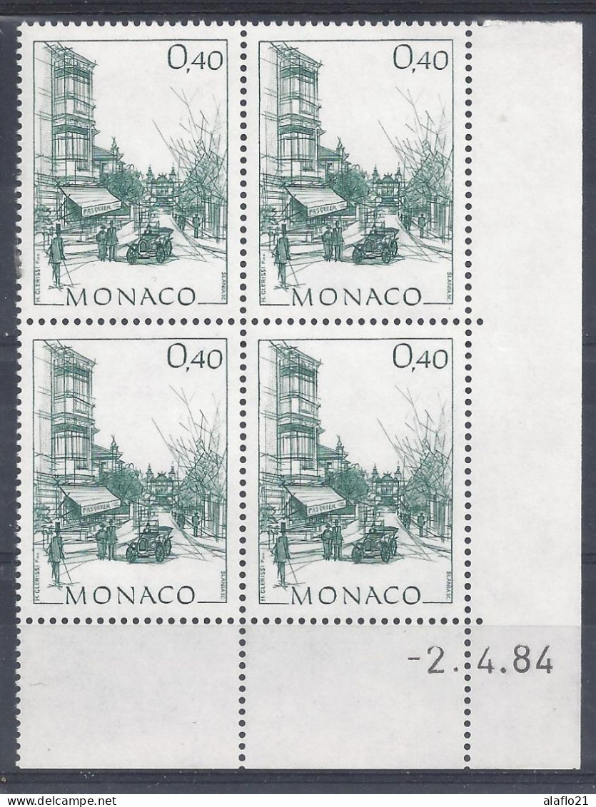 MONACO - N° 1409 - RUE Des IRIS - Bloc De 4 COIN DATE - NEUF SANS CHARNIERE - 2/4/84 - Neufs