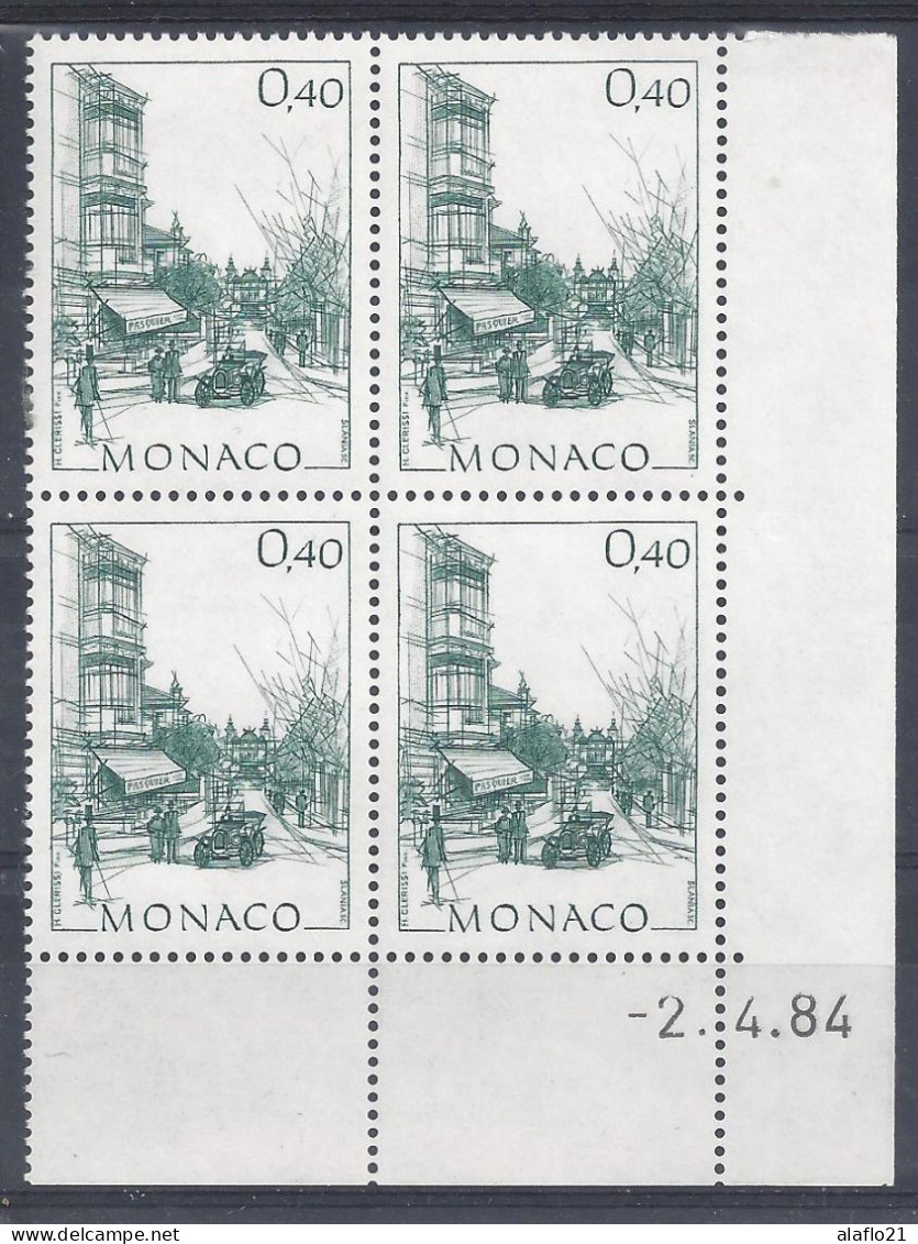 MONACO - N° 1409 - RUE Des IRIS - Bloc De 4 COIN DATE - NEUF SANS CHARNIERE - 2/4/84 - Unused Stamps