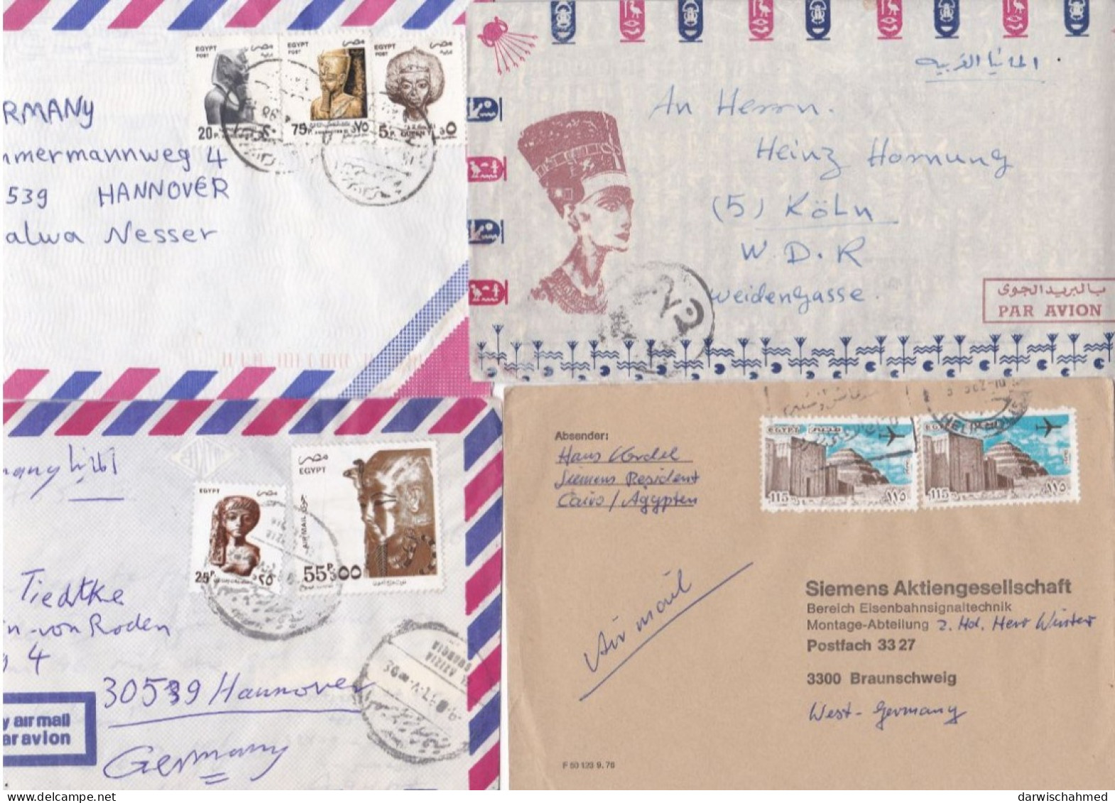 ÄGYPTEN - EGYPT - EGYPTIAN - EGITTO - ÄGYPTOLOGIE  - FLUGPOST - LUFTPOST - AIR MAIL 4 BRIEFE  FDC - Storia Postale