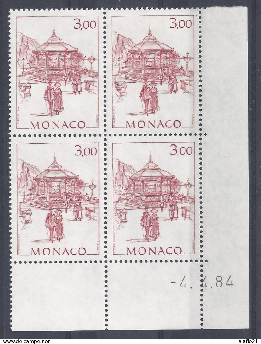 MONACO - N° 1410 - KIOSQUE à MUSIQUE - Bloc De 4 COIN DATE - NEUF SANS CHARNIERE - 4/4/84 - Nuovi