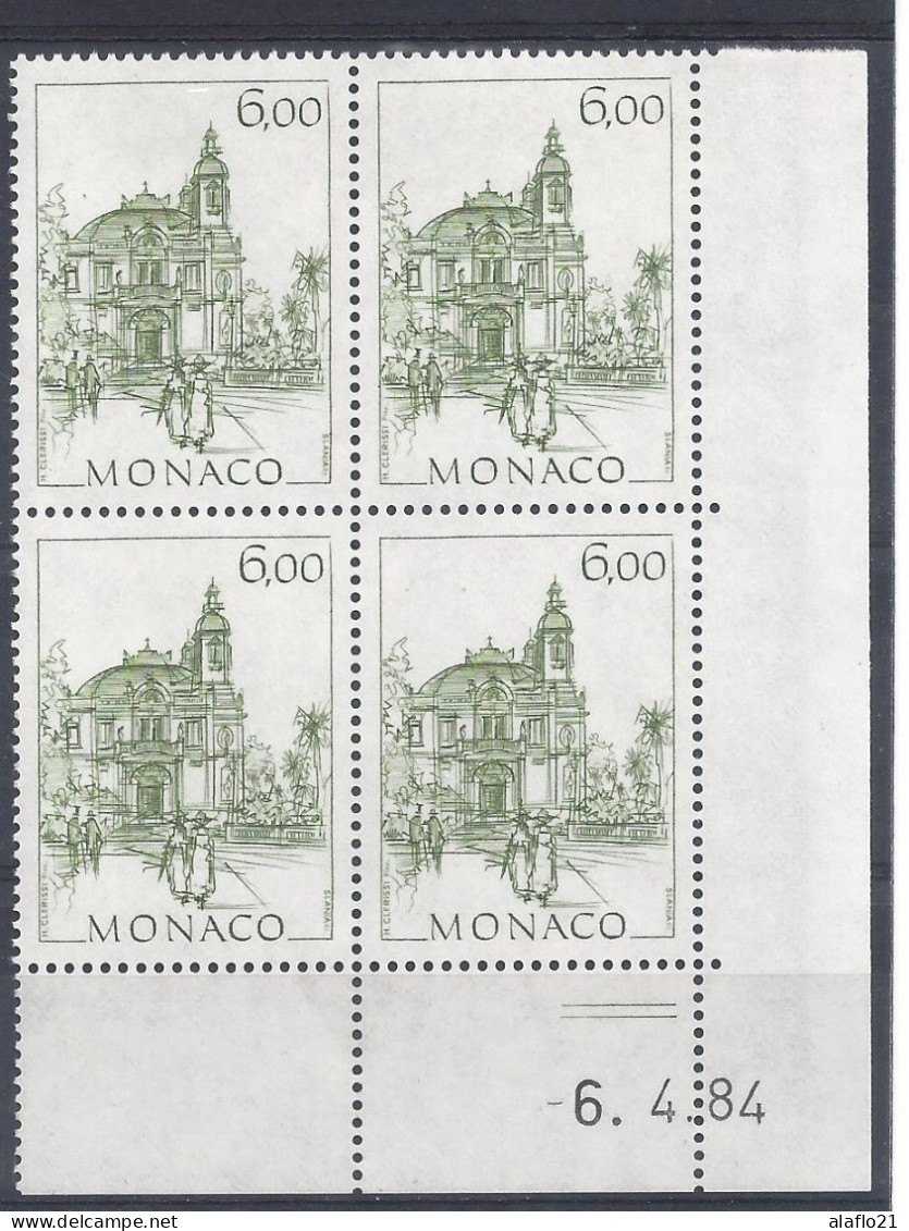 MONACO - N° 1411 - OPERA De MONTE CARLO - Bloc De 4 COIN DATE - NEUF SANS CHARNIERE - 6/4/84 - Nuevos