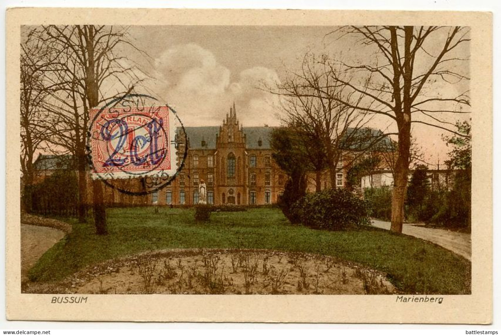 Netherlands 1923 Postcard - Bussum, Marienberg; Scott 117 - 2c. Surcharge On 1c. Stamp - Bussum