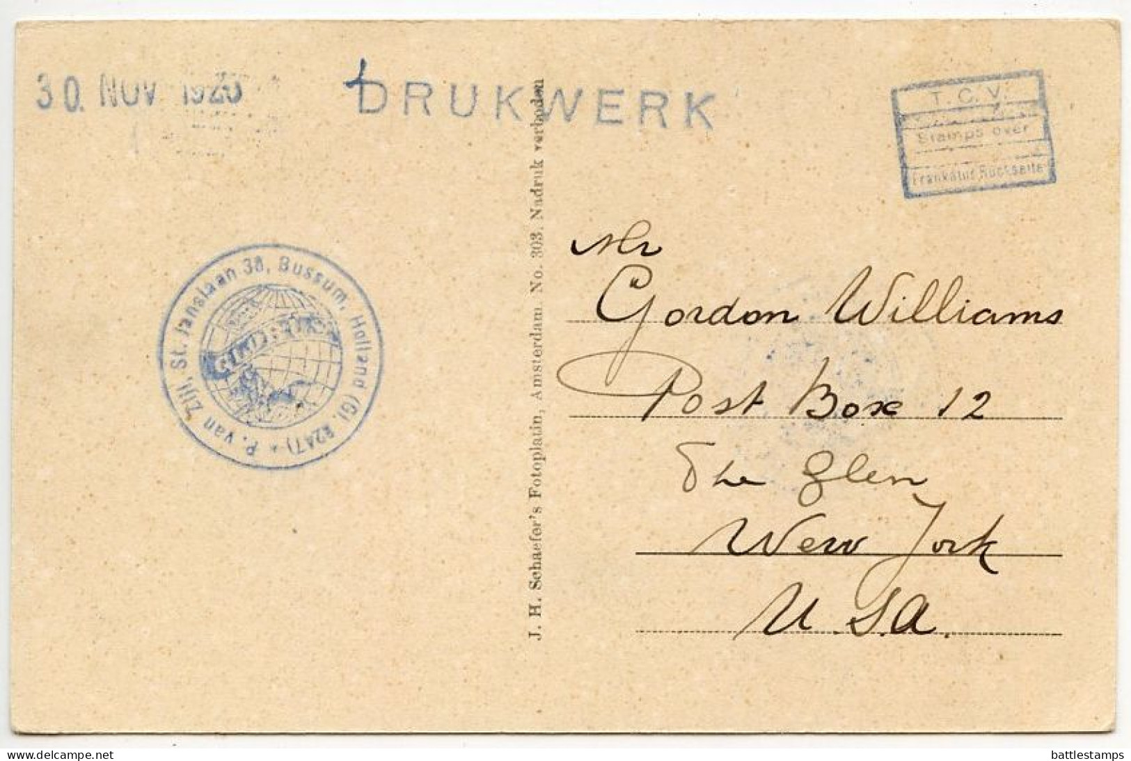 Netherlands 1923 Postcard - Bussum, Marienberg; Scott 117 - 2c. Surcharge On 1c. Stamp - Bussum