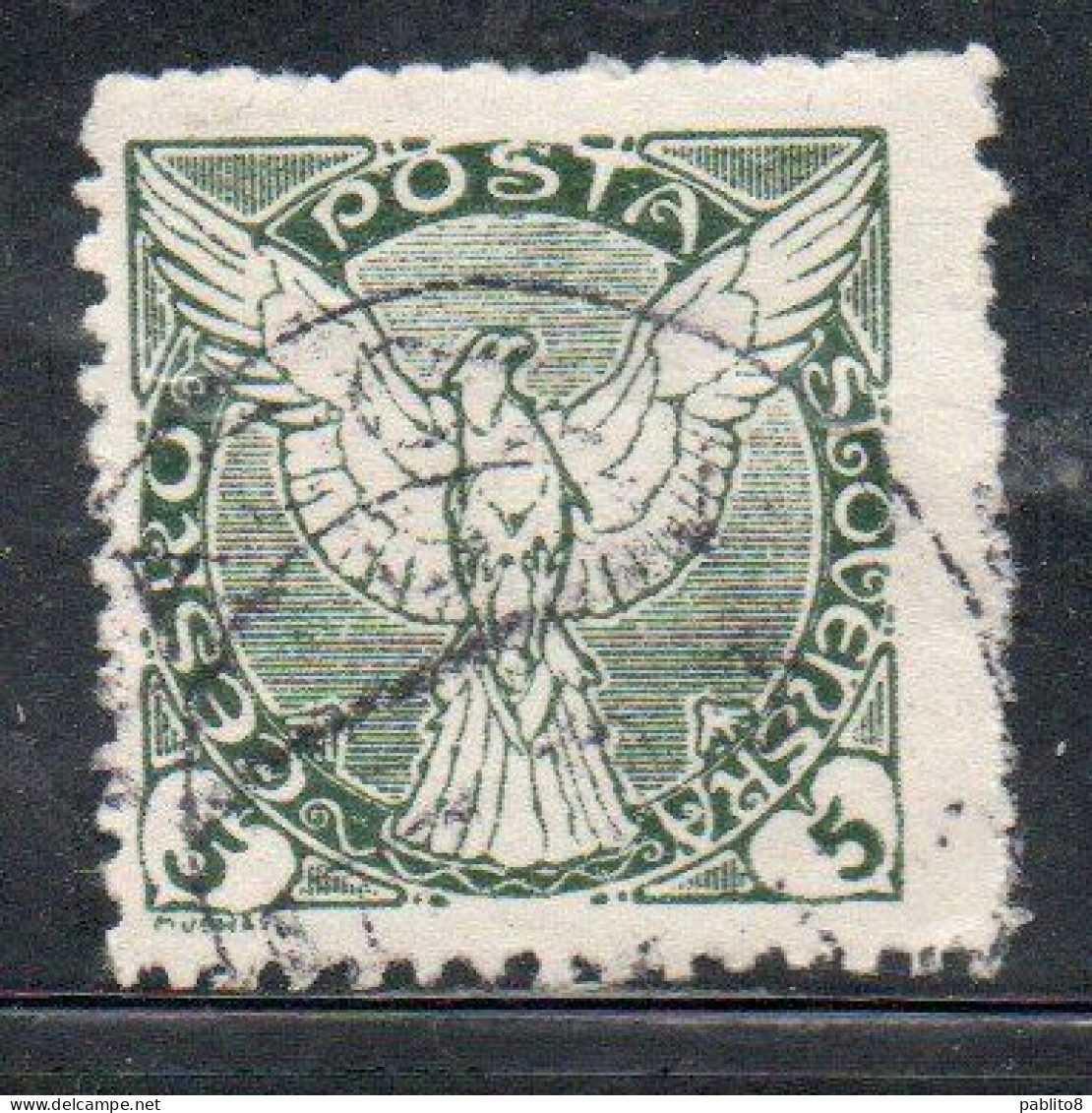 CZECHOSLOVAKIA CESKA CECOSLOVACCHIA 1918 1920 PERF. NEWSPAPER STAMPS WINDHOVER 5h USED USATO OBLITERE' - Timbres Pour Journaux