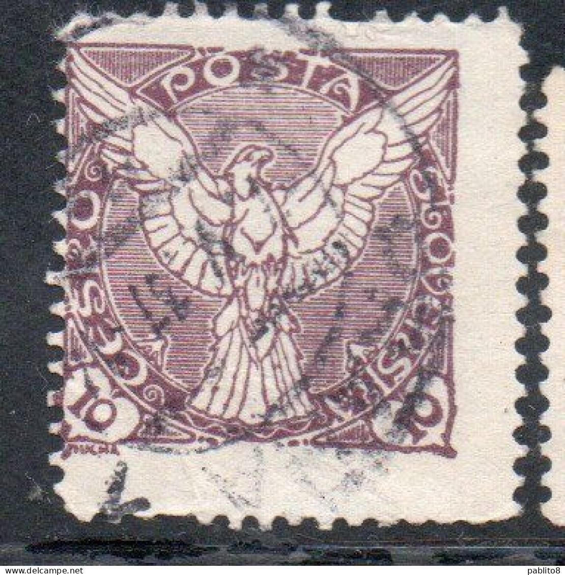 CZECHOSLOVAKIA CESKA CECOSLOVACCHIA 1918 1920 PERF. NEWSPAPER STAMPS WINDHOVER 10h USED USATO OBLITERE' - Francobolli Per Giornali