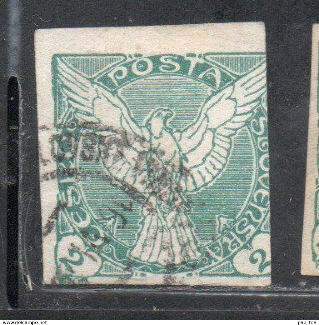 CZECHOSLOVAKIA CESKA CECOSLOVACCHIA 1918 1920 IMPERF. NEWSPAPER STAMPS WINDHOVER 2h USED USATO OBLITERE' - Newspaper Stamps