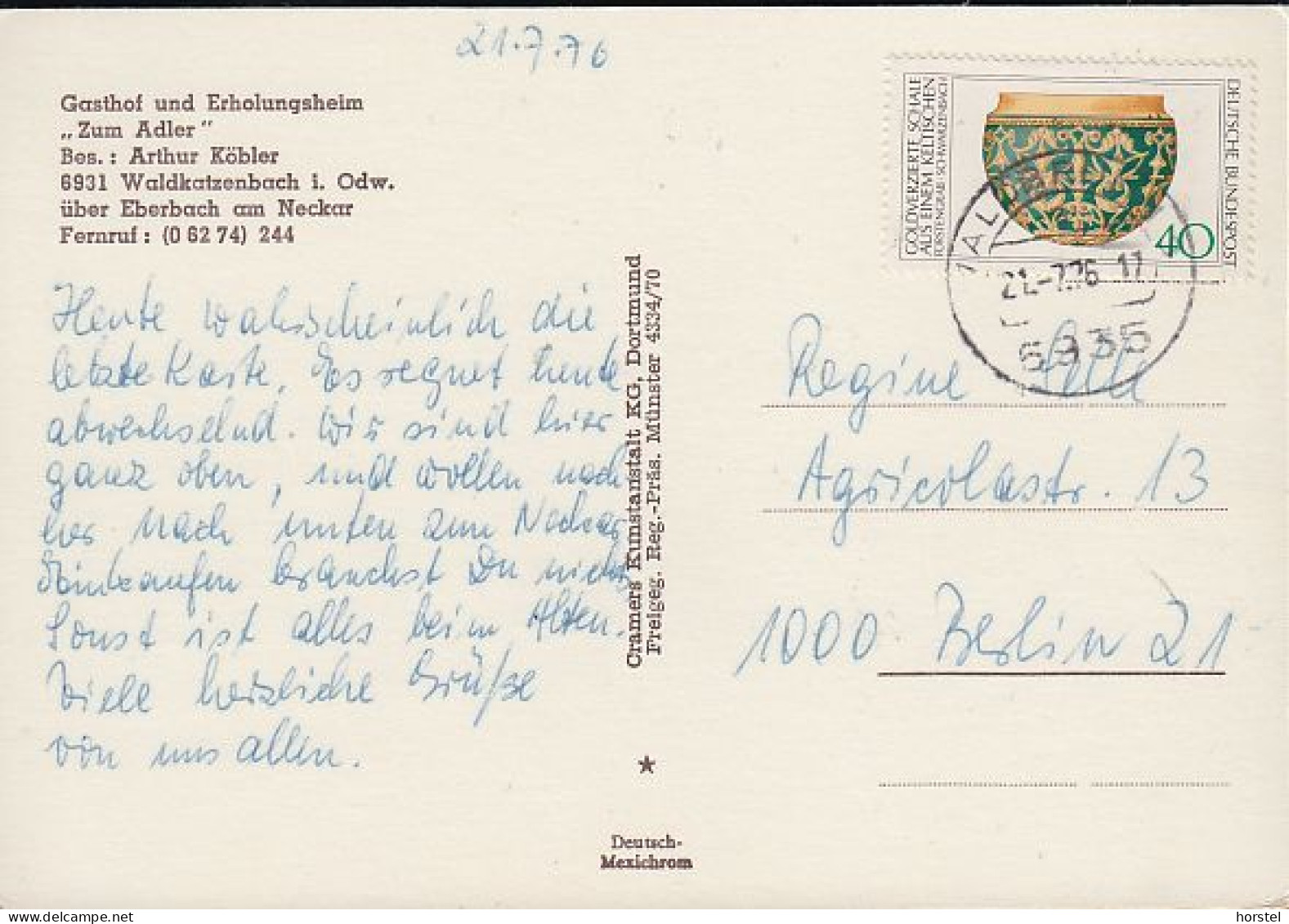 D-69429 Waldbrunn - Odenwald - Waldkatzenbach - Gasthof "Zum Adler" - Luftbild - Nice Stamp - Waldbrunn