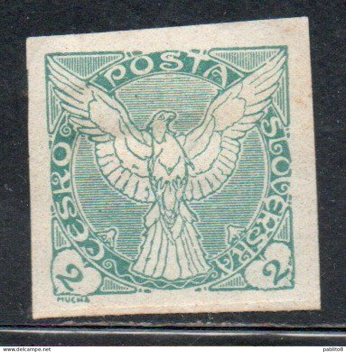 CZECHOSLOVAKIA CESKA CECOSLOVACCHIA 1918 1920 IMPERF. NEWSPAPER STAMPS WINDHOVER 2h MH - Sellos Para Periódicos