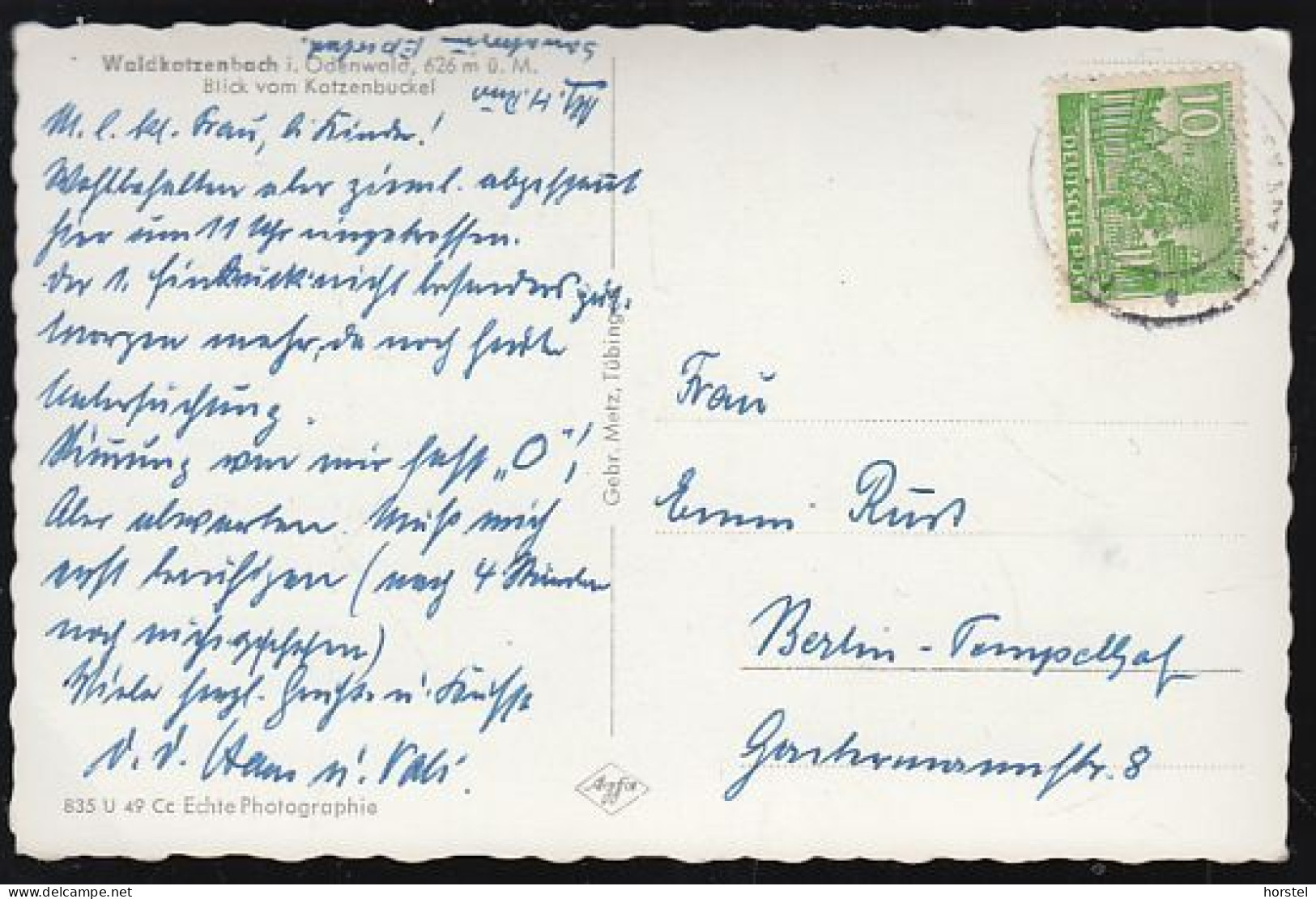 D-69429 Waldbrunn - Odenwald - Waldkatzenbach - Blick Vom Katzenbuckel - Nice Stamp "Berlin" - Waldbrunn