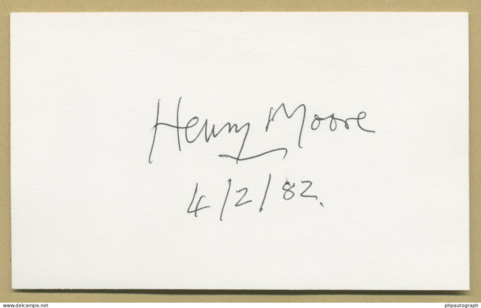 Henry Moore (1898-1986) - English Sculptor - Rare Signed Card 1982 + Photo - COA - Painters & Sculptors